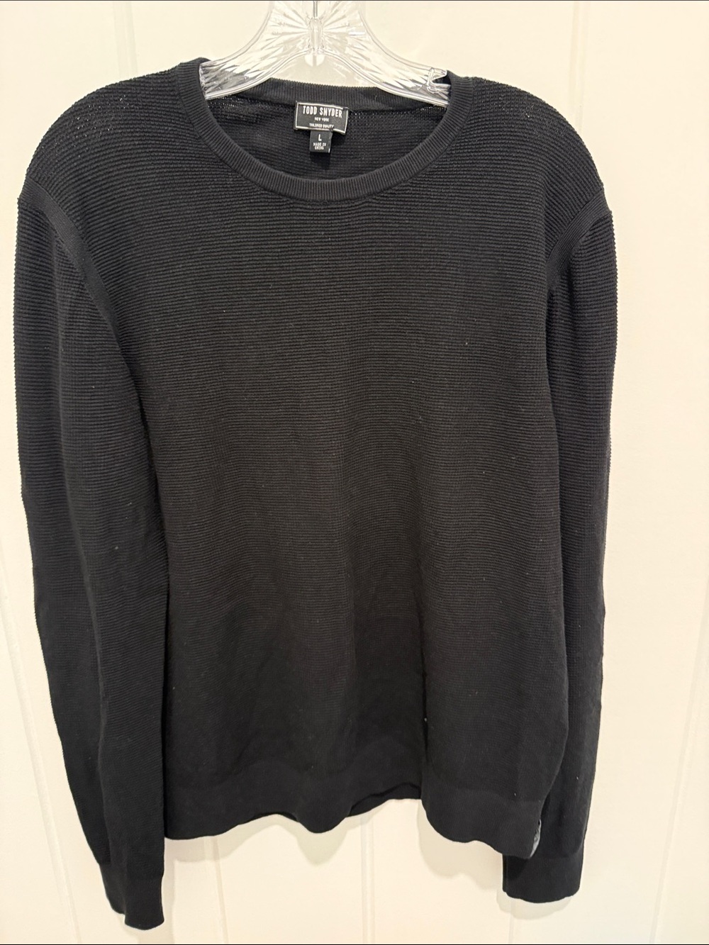 Todd Snyder Black Textured Crewneck Sweater